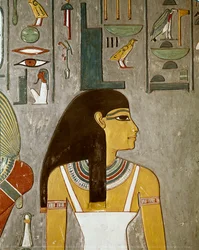 detalje af fresco, der viser Isis, Egypten, Louxor (XVIII-dynastiet, Thutmose III