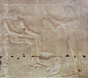 Basrelief, tempel for Seti I, Abydos, Egypten