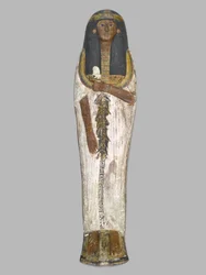 Kiste af fruen i huset, Weretwahset, genindskrevet for Bensuipet, fundet i Theben, New Kingdom, ca. 1292-1190 f.Kr. (malet træ) (se også 293507)