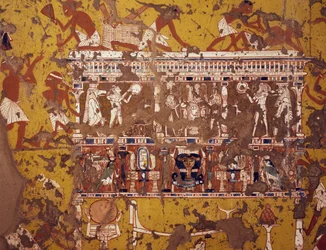 Fremstilling af udskåret båre, fresko, skulptøren Ipys grav, Deir el-Medina Theban Necropolis (Unescos verdensarvsliste)
