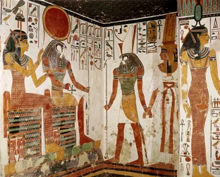 Nefertari føres frem for guden Re-Horakhty af Horus, fra Nefertaris grav, Det Nye Rige