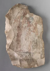 Ostracon: Ramesses II diedes af en gudinde, ca. 1279-1213 f.Kr.