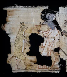 Papyrus med en satirisk scene, ca. 1100 f.Kr., fra Ramses IX