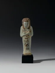 Shabti af Akhesenmut, muligvis fra Deir el-Bahri, New Kingdom (fajance)