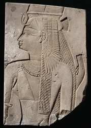 Relief af en guddommelig ægtefælle, sen periode, ca. 780-656 f.Kr. (sandsten)