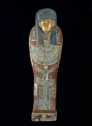 Kiste af Pedi-Osiris, ptolemæisk periode (305-30 f.Kr.) (polykrom og forgyldt træ)