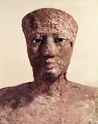 Statue af Pepi 1. (2289-2255 f.Kr.), detalje af hovedet, fundet ved Hierakonpolis, ca. 2281-2241 f.Kr.