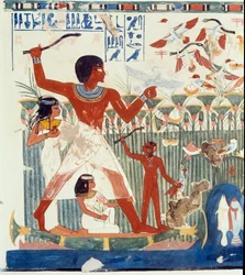 Egyptisk kunst: jagtfugle. Lignelse fra Nakhts grav, Amenhotep 2.s periode (ca. 1450-1425 f.Kr.), Paris, Collège de France