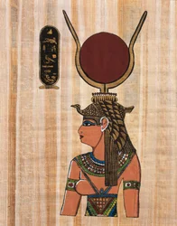 Cleopatra VII, rekonstruktion af et relief fra templet Kom Ombo (papyrus)