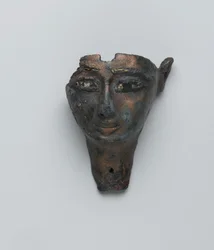 Ansigt fra en sammensat statue, tredje mellemperiode-sen periode (bronze)