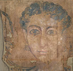 Nuoren naisen pää, n.100-300 (tempera pellavalle)