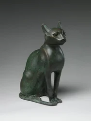 Kattestatuette beregnet til at indeholde en mumificeret kat, 332-30 f.Kr. (blybronze)