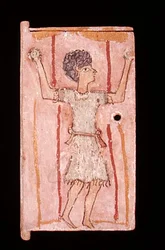 Boy jonglering, dør fra et skab (malet træ)