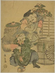 Ebisu og Daikokuten smager på sake