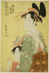 Hanaogi of the Ogiya, fra serien "Beauties of the Pleasure Quarters (Seiro bijin awase)"