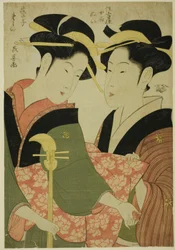 Entertaineren Tamino og Serving Girl Nui fra Sumiyoshiya