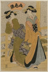 To kurtisaner på en balkon Fra serien Five Colors of Ink, ca. begyndelsen af 1810