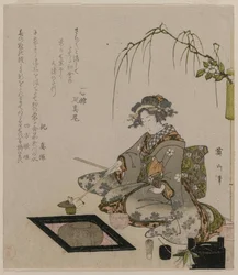 Kvinde, der udfører te-ceremonien, ca. 1820.