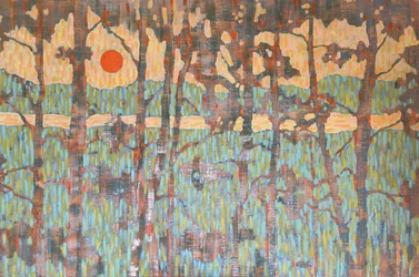 Abstrakt skovsolnedgang