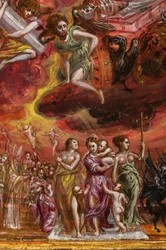 Bærbart alter: midterpanel, der viser en allegori af den kristne ridder, detalje af 2384586 (tempera grassa på panel)
