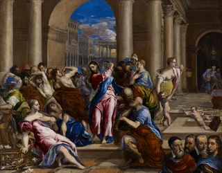 Kristus driver pengevekslerne ud af templet
