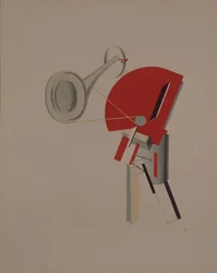 Oplæser. Figur til operaen Victory over the sun af A. Kruchenykh, 1920-1921