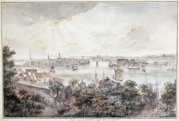 En udsigt over Stockholm fra Söder med det kongelige palads, Storkyrkan, Riddarholmskykan og Tskakykan,