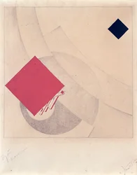 Studie til "This is the end" fra "Story of Two Squares", 1920 (blyant og gouache på papir)