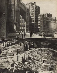 Gosprom-komplekset Industripaladset i den ukrainske by Kharkov, 1933.