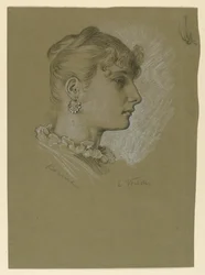 Tegning, Kvindehoved i profil: Rosina, ca. 1885