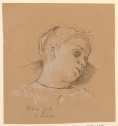 Tegning, Hoved af en italiensk pige, ca. 1885