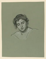 Tegning, Kvindehoved, ca. 1885
