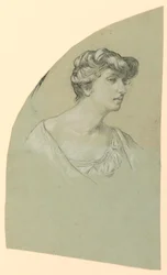 Tegning, Portrætskitse af en ung kvinde, ca. 1885