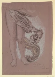Tegning, studie af draperi til "Fortune", ca. 1877