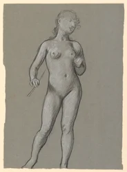 Tegning, Studie af kvindelig nøgen, ca. 1885