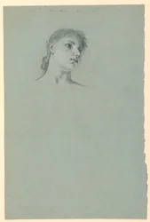Tegning, Studie af en pige, ca. 1885