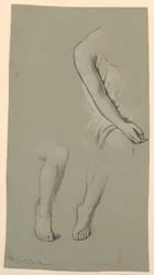 Tegning, figurdetaljer, ca. 1885