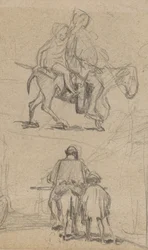 Far, søn og æsel, ca. 1859.