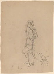 Studie af jæger med hunde, ca. 1858.