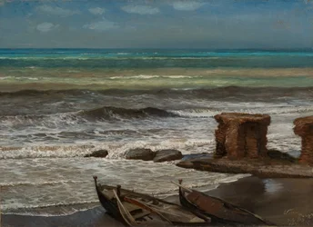 Bølger ved Palo 1874 (Olie på karton, monteret på lærred)