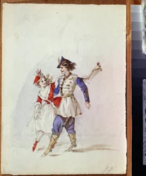 Et par dansere i polsk kostume (dansende par i polsk kjole) - Maleri af Elizaveta Merkuryevna Bem (Elisabeth Bohm) (1843-1914) - Akvarel på papir