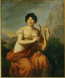Portræt af Germaine Necker, Mme de Stael ... (olie på træ)