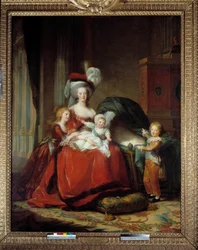Portrætter af Marie Antoinette (Maire-Antoinette) af Lorraine Habsbourg (1755-1793) Dronning af Frankrig og hendes børn