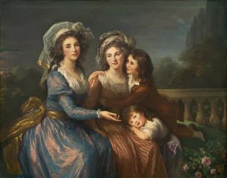 Markisen de Pezay og markisen de Rougé med hendes sønner Alexis og Adrien, 1787.