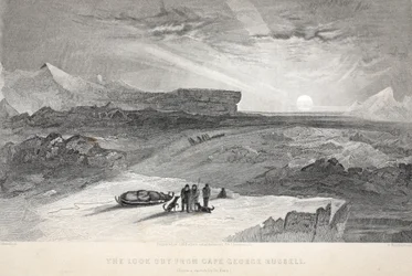 Udsigt fra Cape George Russell, illustration fra "The second Grinnell Expedition in Search of Sir John Franklin...", 1856