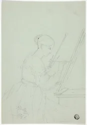 Ung kvinde maler (muligvis et selvportræt)