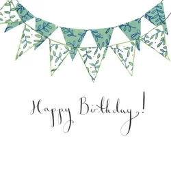 Happy Birthday Bunting, 2018 (akvarel og collage)