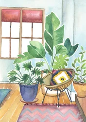 Stueplanter, 2018 (akvarel)