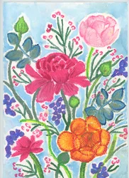 Ranunkelbuket, 2018 (oliepastel)