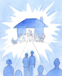 Et kristent ægteskab, der leves, som det bør leves, er som en lampe på en bakke for samfundet; en sakramental forening fuld af nåde, 2005 (akvarel på papir)